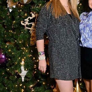 Lilyful Black and Silver Sparkly V-Neck Romper - Size L